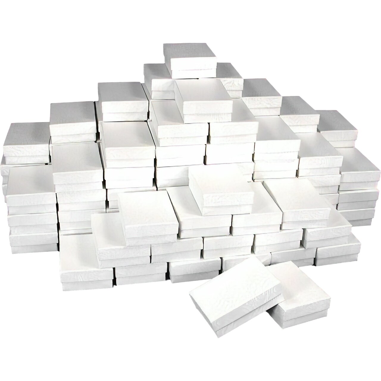 100 Cardboard and Paper Cotton Filled Jewelry Gift Boxes 3" x 2" x 1"H